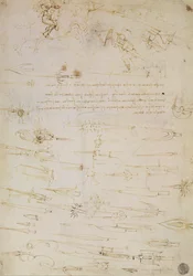 Sheet of studies of foot soldiers and horsemen in combat, and halbards, 1485-1488